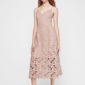 Express Blush Floral Lace Midi Dress
